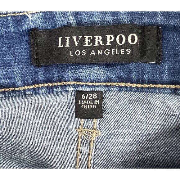Liverpool Women Size 28 Jeans GiaGlider Crop Pull-On Fray Hem Stretch Alverston - Picture 10 of 14